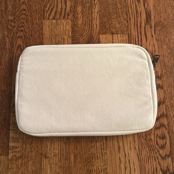 Bag Edge White Canvas Pouch with Pink Smiley Face - Picture 3 of 5